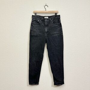 MADEWELL The Mom Jeans Black Denim High Rise Tapered Leg Gothic